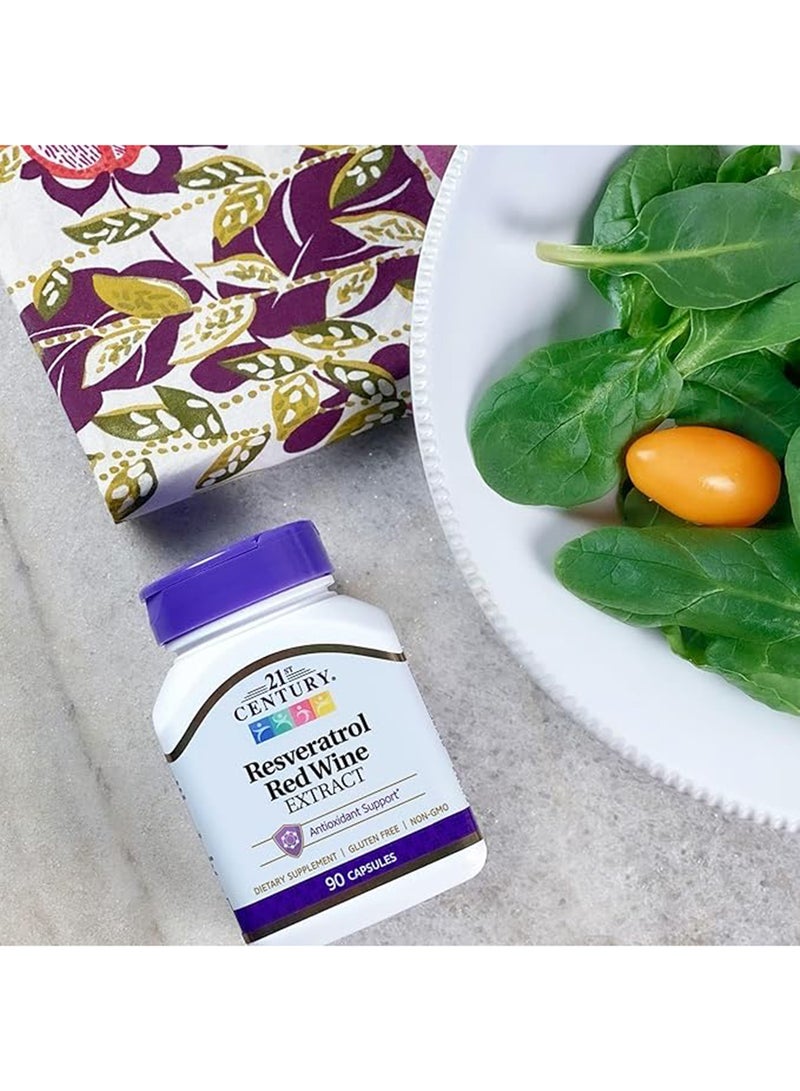 القرن الحادي والعشرون دعم مضادات الأكسدة بخلاصة النبيذ الأحمر ريسفيراترول - 90 كبسولة - Image 3